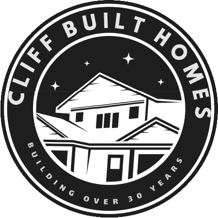Cliff-logo-WEB-1 Black and white logo for Cliff Built Homes featuring an illustration of a house and the text "Building Over 30 Years.